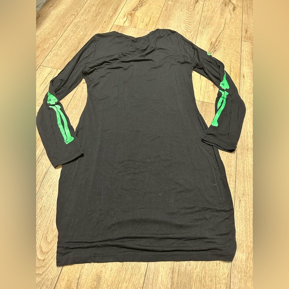 Neon green skeleton bones Bodycon stretchy dress Halloween black light resistant - Picture 14 of 14